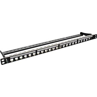 InLine® Patchfeld Leerblech 24-fach, für RJ45 Keystone Snap-In 19"/0.5HE schwarz