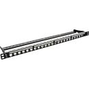 InLine Patchfeld Cat.6A 24-fach, RJ45 Keystone Leerblech Patchpanel, 48,26cm (19"), 0,5HE, schwarz