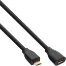 InLine Micro-USB Verlängerung, USB 2.0 Micro-B Stecker auf Buchse, schwarz, vergoldete Kontakte, 2m