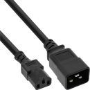 InLine Netz Adapterkabel, IEC-60320 C20 auf C13, 3x1,5mm², max. 10A, schwarz, 1m