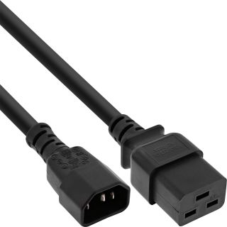 InLine Netz Adapterkabel, IEC-60320 C14 auf C19, 3x1,5mm², max. 10A, schwarz, 3m