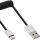 InLine® USB 2.0 Spiralkabel, USB-C ST an A ST, schwarz/Alu, flexibel, 2m