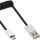 InLine Micro-USB 2.0 Spiralkabel, USB-A Stecker an Micro-B Stecker, schwarz/Alu, flexibel, 3m