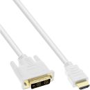 InLine HDMI-DVI Kabel, weiß / gold, HDMI Stecker...