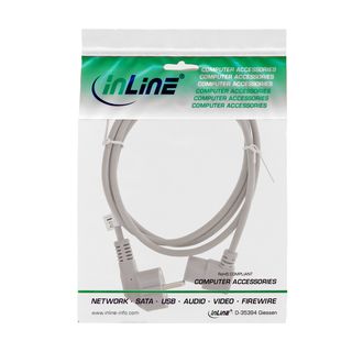 InLine Netzkabel, Schutzkontakt gewinkelt auf Kaltgertestecker C13 gewinkelt, 0,5m, grau