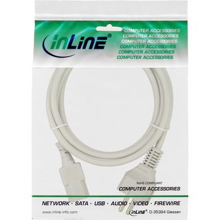 InLine Netzkabel, Schutzkontakt gerade auf Kaltgertestecker C13, 5,0m, grau