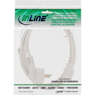 InLine Netzkabel, Schutzkontakt gewinkelt auf Kaltgertestecker C13, 1,0m, wei