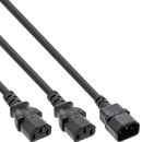 InLine Netz-Y-Kabel, Kaltgeräte, 1x IEC-C14 auf 2x...