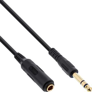 InLine® Kopfhörerverlängerung, 6,3mm ST / BU, Stereo, vergoldete Kontakte, 2m