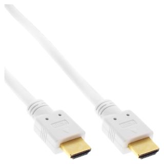 InLine HDMI Kabel, HDMI-High Speed mit Ethernet, Premium, Stecker / Stecker, weiß / gold, 7,5m