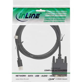 InLine Mini DisplayPort zu DVI Kabel, Mini DisplayPort Stecker auf DVI-D 24+1 Stecker, schwarz/gold, 2m