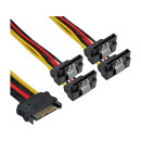 InLine® SATA Strom-Y-Kabel, SATA BU/4x SATA ST gew.,...