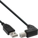 InLine USB 2.0 Kabel, A an B unten abgewinkelt, schwarz,...