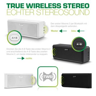 InLine WOOME 2 - TWS True Wireless Stereo Bluetooth Lautsprecher, Doppelpack schwarz