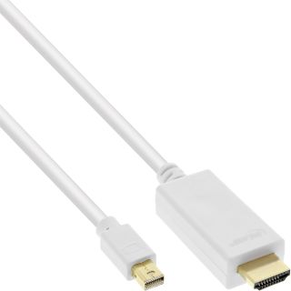 InLine Mini DisplayPort zu HDMI Konverter Kabel mit Audio, 4K/60Hz, weiß, 2m