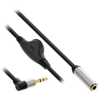 InLine Slim Audio Kabel Klinke 3,5mm ST gewinkelt / BU, mit Lautstrkeregler, 0,25m