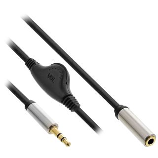 InLine Slim Audio Kabel Klinke 3,5mm ST / BU, mit Lautstärkeregler, 0,25m