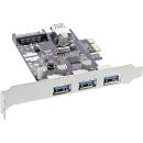 InLine Schnittstellenkarte, 3x+1x USB 3.0, PCIe, mit SATA...