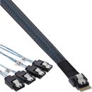 InLine® Slim SAS Kabel, SFF-8654 4i zu 4x SATA 7-pin,...