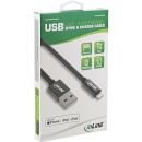 InLine Lightning USB Kabel, für iPad, iPhone, iPod, schwarz/Alu, 2m MFi-zertifiziert