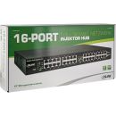 InLine PoE+ Gigabit Netzwerk Injektor Hub 16 Port (16x PoE+), 1GBit/s, 19" (Winkel enthalten), Metall, 2 Lüfter