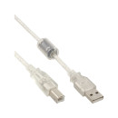 InLine USB 2.0 Kabel, A an B, transparent, mit...