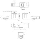 InLine Patchkabel-Adapter Cat.6A, RJ45 Stecker / Buchse, 90° nach unten gewinkelt