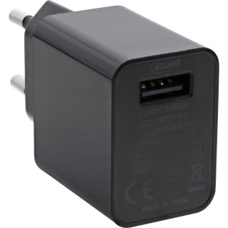 InLine USB Ladegerät Single, Netzteil, Stromadapter, 100-240V zu 5V/2,5A, schwarz