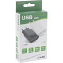 InLine USB Ladegerät DUO, Netzteil 2-fach, Stromadapter, 100-240V zu 5V/2.1A, schwarz