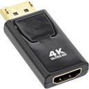 InLine DisplayPort Adapter, DisplayPort Stecker auf HDMI Buchse, 4K/60Hz, mit Audio, schwarz