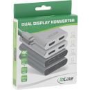 InLine USB Dual Display Konverter, USB Typ-C zu 2x HDMI Buchse (DP Alt Mode), 4K, weiß, 0.1m