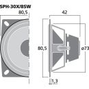 High-Quality-Hi-Fi-Breitbänder, 20 W, 8 Ω (/8) oder 4 Ω (/4), mit schwarzer Kevlar-Membran SPH-30X/8SW