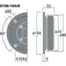 Hi-Fi-Kalottenhochtöner, 45 W, 8 Ω (/8) und 4 Ω (/4) DTM-104/8