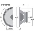 PA-Kompakt-Tiefmitteltöner, 100 W, 8 Ω SP-6/108PRO