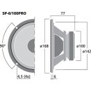 PA-Tiefmitteltöner, 100 W, 4 Ω SP-6/100PRO