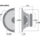 Hi-Fi-Subwoofer, 2 x 150 W, 2 x 8 Ω SPH-390TC