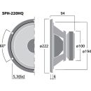 High-Quality-Hi-Fi-Tieftöner, 100 W, 8 Ω SPH-220HQ