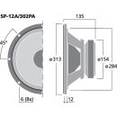 PA-Tiefmitteltöner, 300 W, 8 Ω SP-12A/302PA