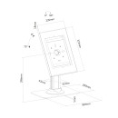 PureMounts DS® Standfuß mit abschließbarem Tabletgehäuse für Apple / Samsung, weiß