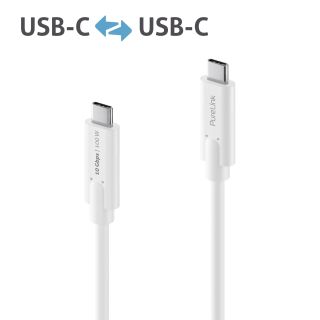 Premium USB 3.2 Gen2x1 USB-C Kabel mit E-Marker - 10Gbps, 100W, 4K60 - 0.50m, weiß