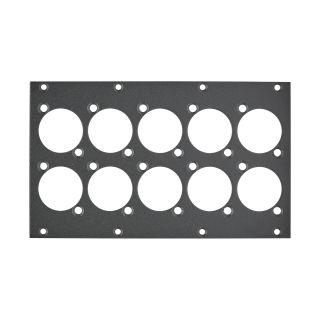 Frontblech 10 x D-Flansch, 2 HE, 4 BE fr SYS-Gehuseserien, verzinktes Stahlblech, Farbe: anthrazit, RAL 7016