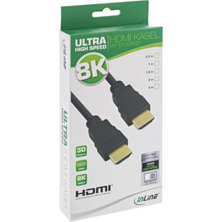 InLine Zertifiziertes HDMI Kabel, Ultra High Speed HDMI Kabel, 8K4K, Stecker / Stecker, 0,5m