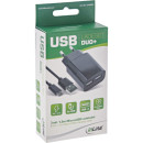 InLine USB DUO+ Ladeset, Netzteil 2-fach + Micro-USB Kabel, Ladegerät, Stromadapter, 100-240V zu 5V/2.1A, schwarz