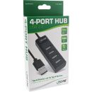 InLine® USB 2.0 Hub, 4 Port, schwarz, mit USB DC Kabel, Kabel 30cm, schmal