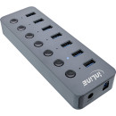 InLine® USB 3.0 Hub, 7-Port, mit Schalter, Aluminium,...