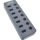 InLine USB 3.2 Gen.1 Hub, 7-Port, mit Schalter,...