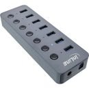 InLine USB 3.2 Gen.1 Hub, 7-Port, mit Schalter,...