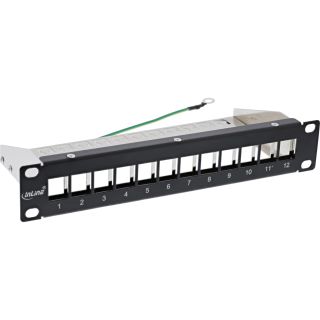 InLine® 10" Patchpanel Leerblech 12x, für Keystone Module, 1HE, RAL9005 schwarz