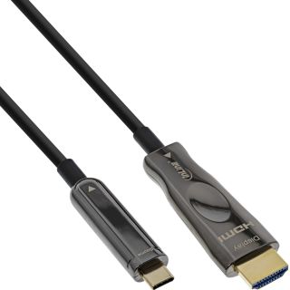 InLine® USB-C zu HDMI AOC Kabel, Monitorkabel 4K60Hz (DP Alt Mode), 15m