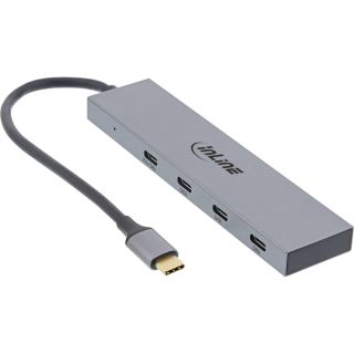 InLine® USB 3.2 Gen.2 Hub (10Gb/s), 4 Port USB-C, OTG, Aluminiumgehäuse